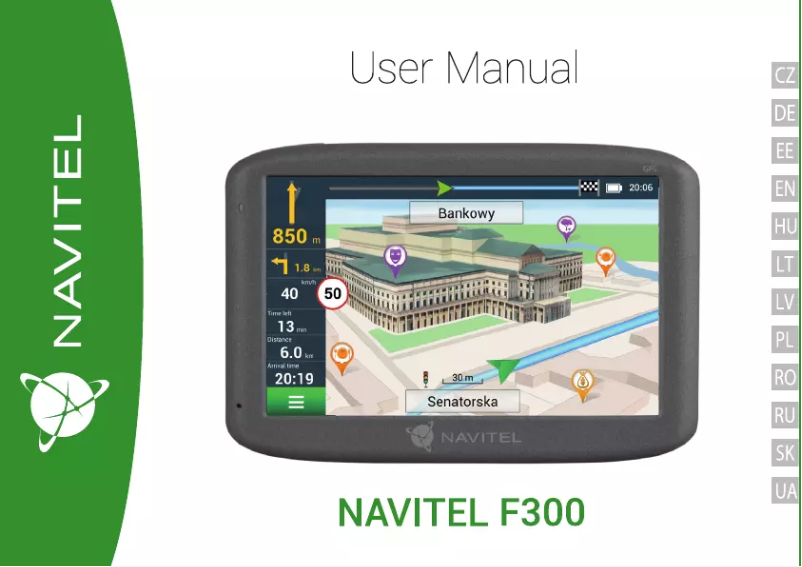 Page 1 de la notice Manuel utilisateur Navitel F300
