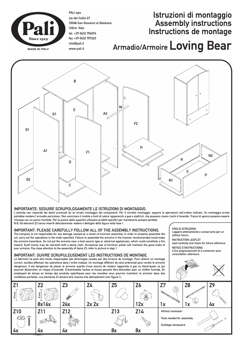 Page 1 de la notice Manuel utilisateur Pali Loving Bear