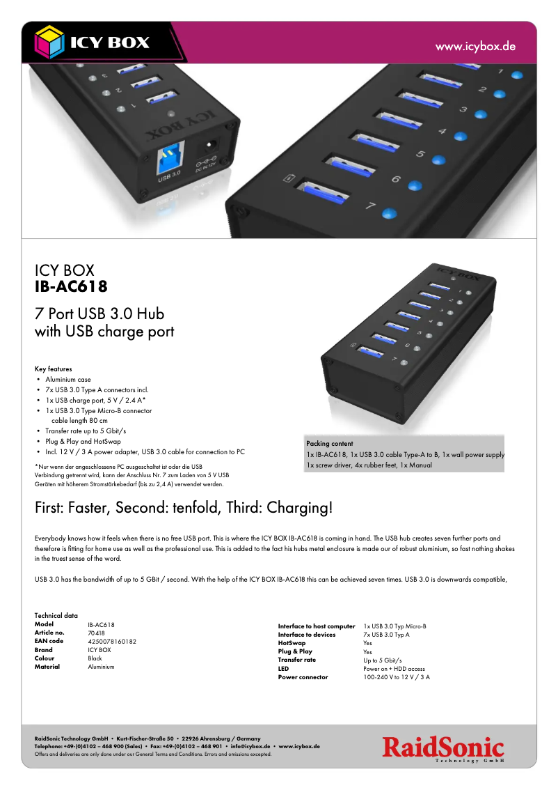 Page n°1 - Fiche technique Icy Box IB-AC618