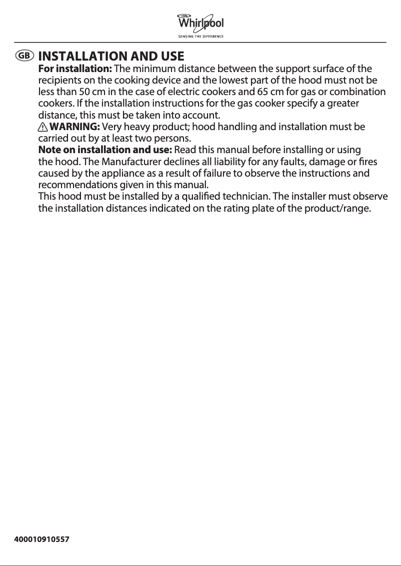 Page 1 de la notice Manuel utilisateur Whirlpool WSLCSE 65 AS W/1