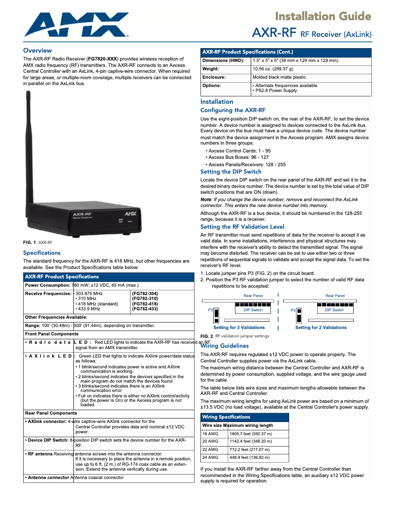 Image de la première page du manuel de l'appareil AXR-RF