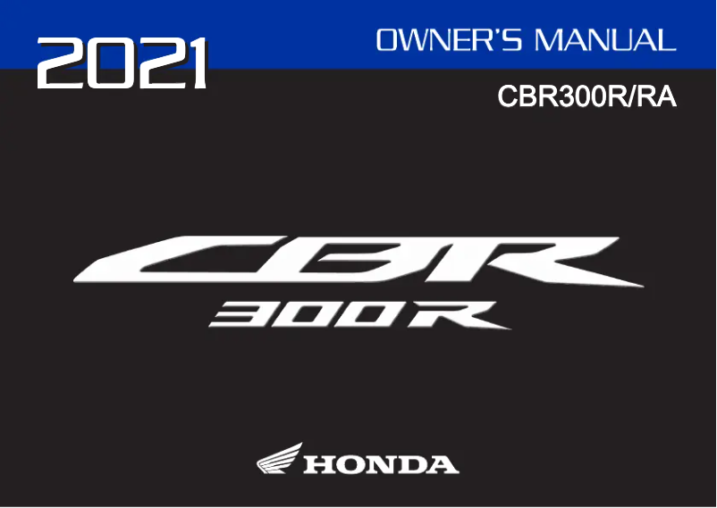 Imagen de la primera página del manual del dispositivo CBR300R (2021)