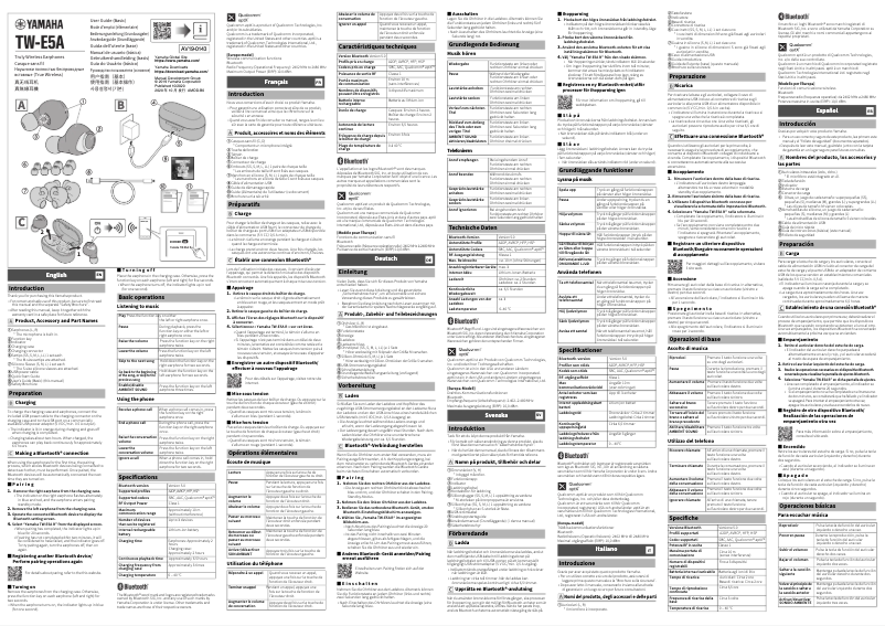 Page 1 de la notice Manuel utilisateur Yamaha TW-E5A