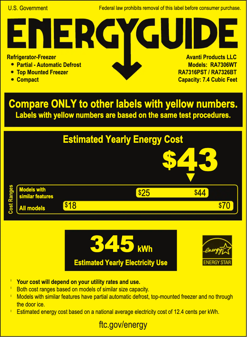 Page n°1 - Label énergétique Magic Cool MCR74V0W