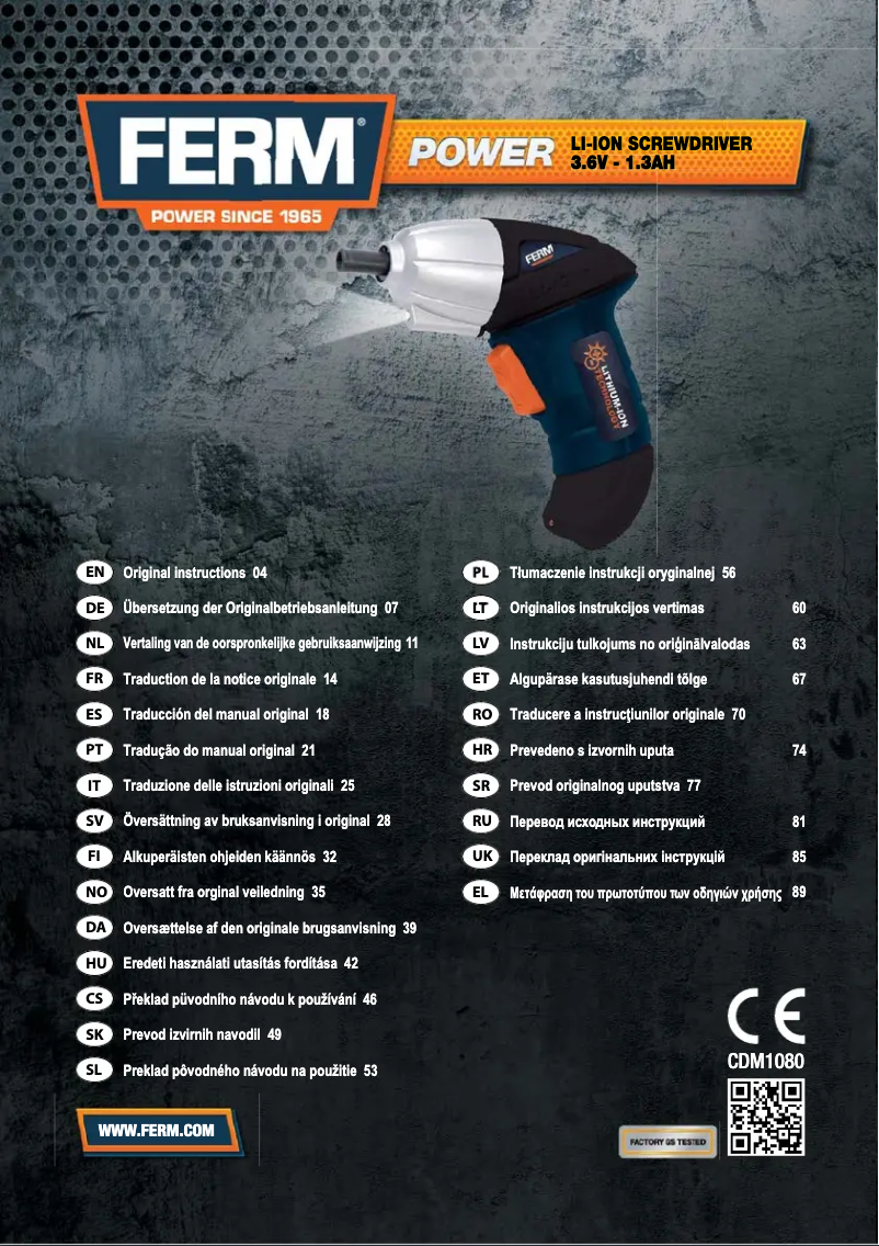 Page 1 de la notice Manuel utilisateur Ferm CDM1080