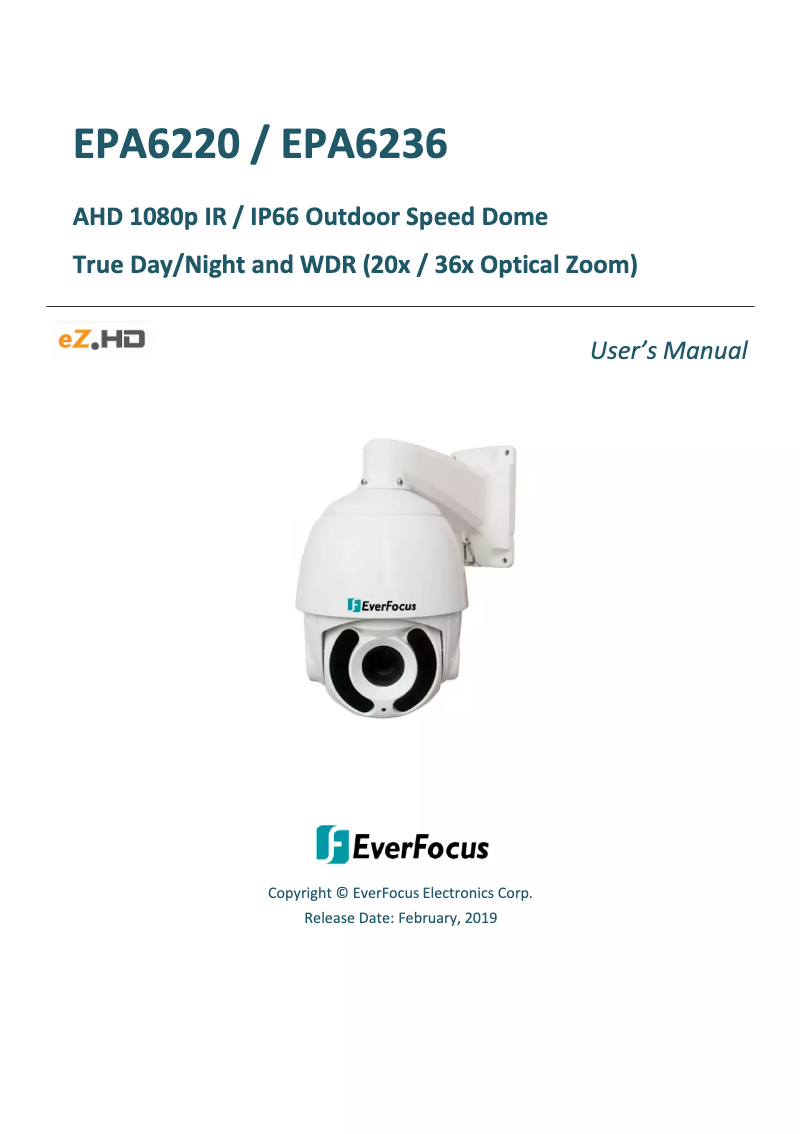 Page n°1 - Manuel utilisateur EverFocus EPA6220