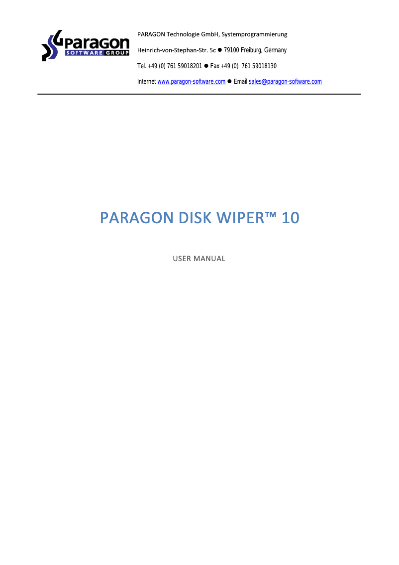 Page 1 de la notice Manuel utilisateur Paragon 139PREPL