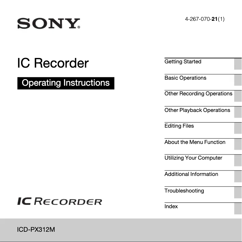 Page n°1 - Manuel utilisateur Sony ICD-PX312M