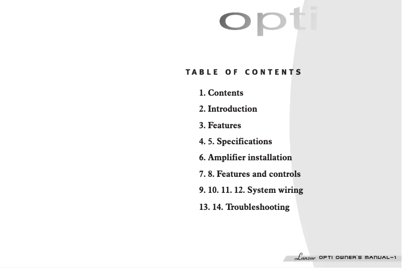 Page 1 de la notice Manuel utilisateur Lanzar OPTI 1400 D