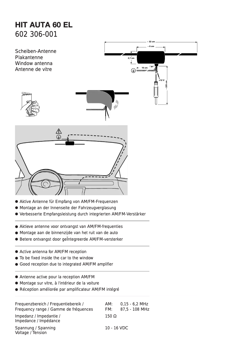 Page 1 de la notice Manuel utilisateur Hirschmann HIT AUTA 60 EL