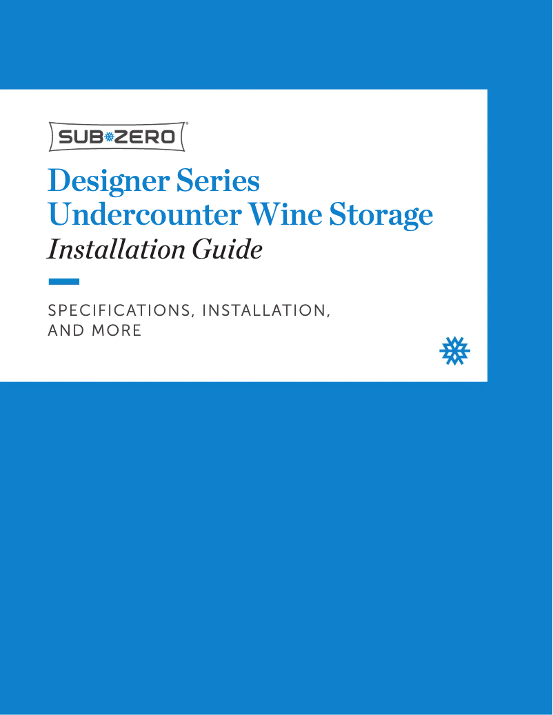 Page n°1 - Guide d'installation Sub-Zero DEU2450W