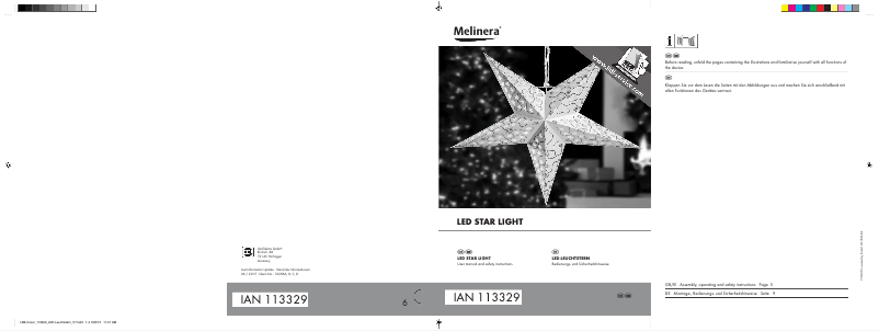 Page 1 de la notice Manuel utilisateur Melinera IAN 113329