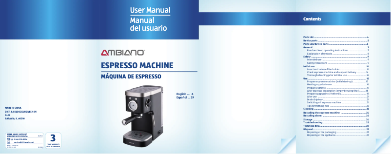 Page n°1 - Manuel utilisateur Ambiano GT-EM-02-US