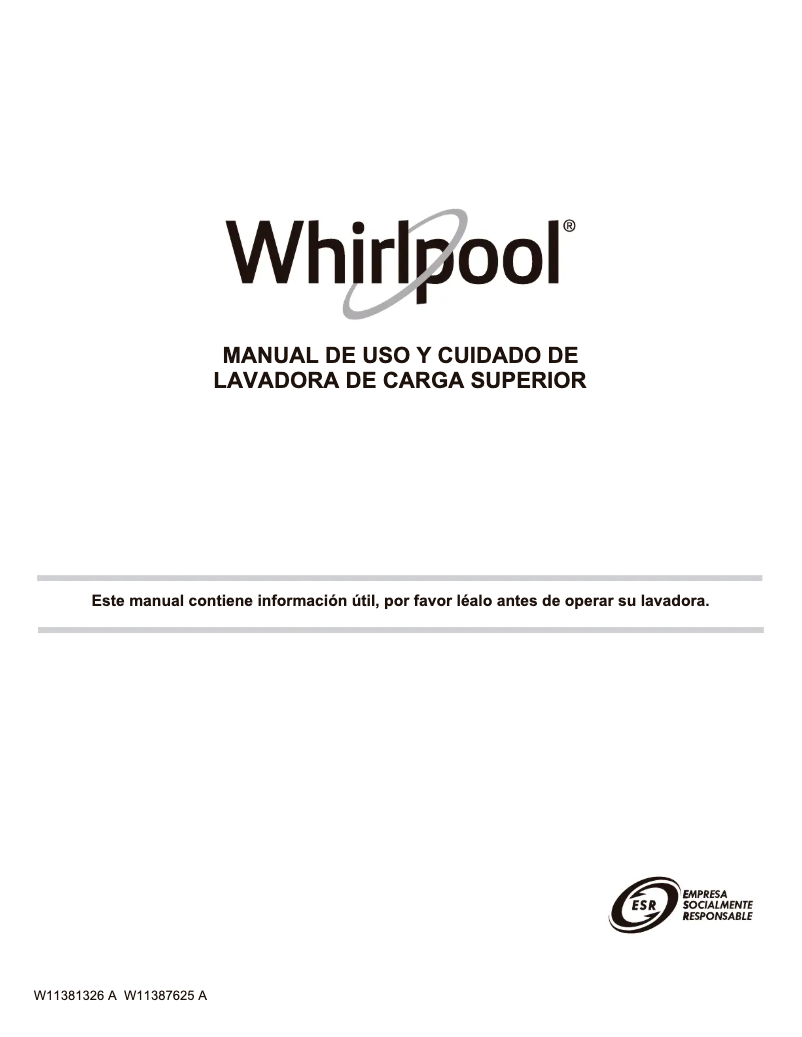 Página 1 del manual Manual de usuario Whirlpool 8MWTW1934MJM