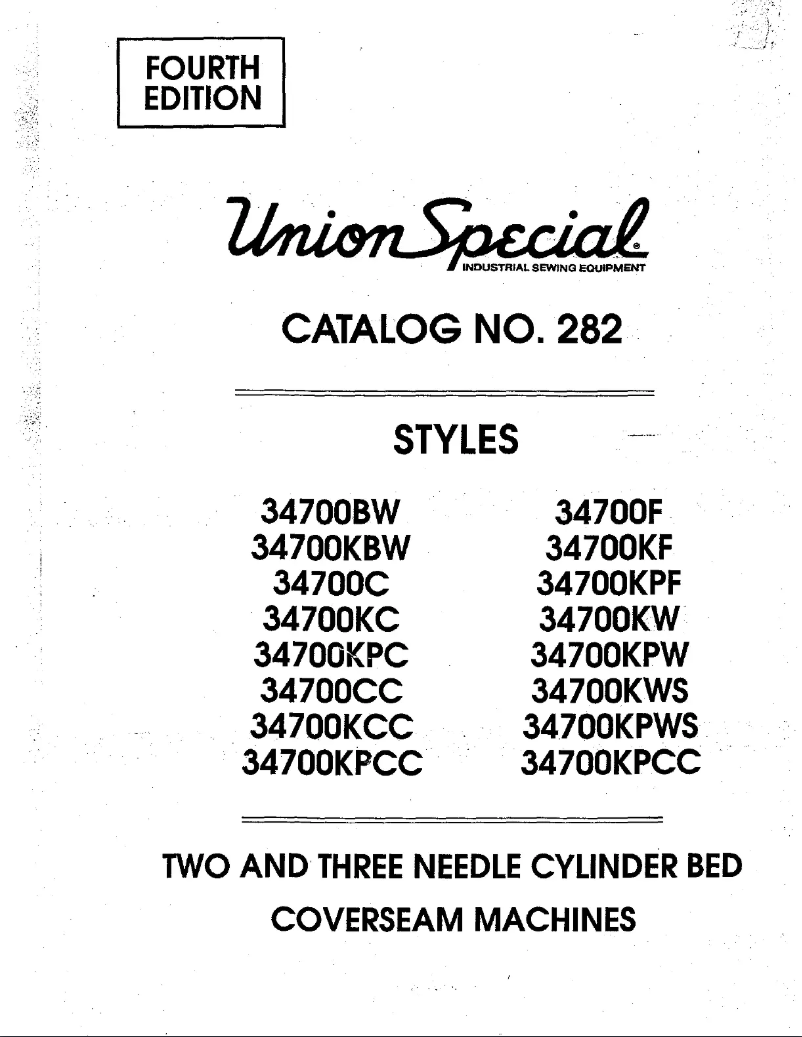Page n°1 - Manuel utilisateur Union Special 34700F