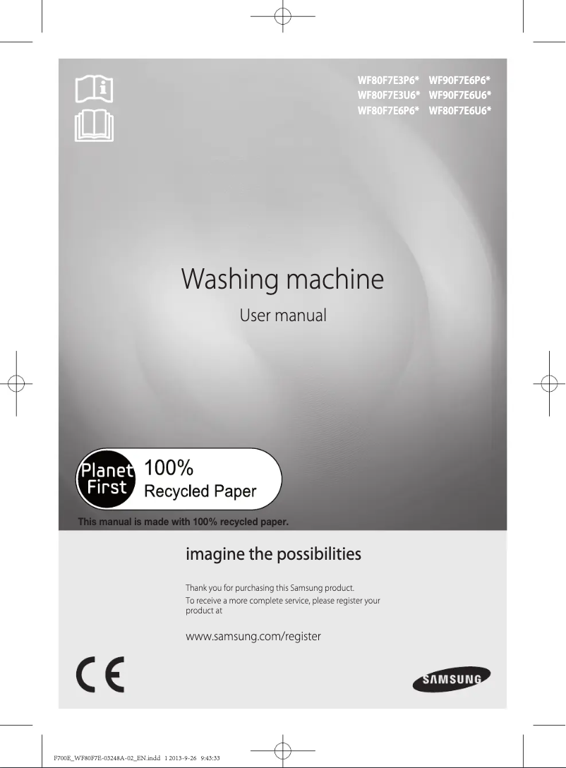 Image de la première page du manuel de l'appareil WF80F7E6U6X/EU