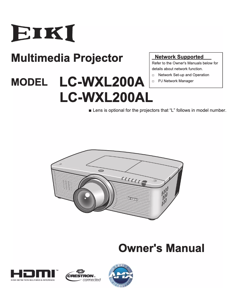 Page 1 de la notice Manuel utilisateur EIKI LC-WXL200A