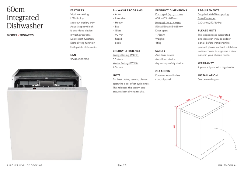Page n°1 - Fiche technique InAlto DWI62CS