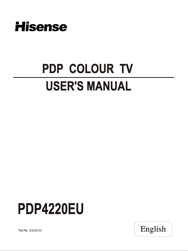 Page n°1 - Manuel utilisateur Hisense PDP4220