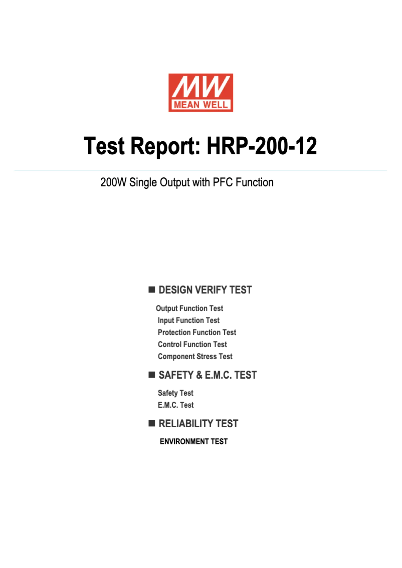 Page 1 de la notice Fiche technique Mean Well HRP-200-12
