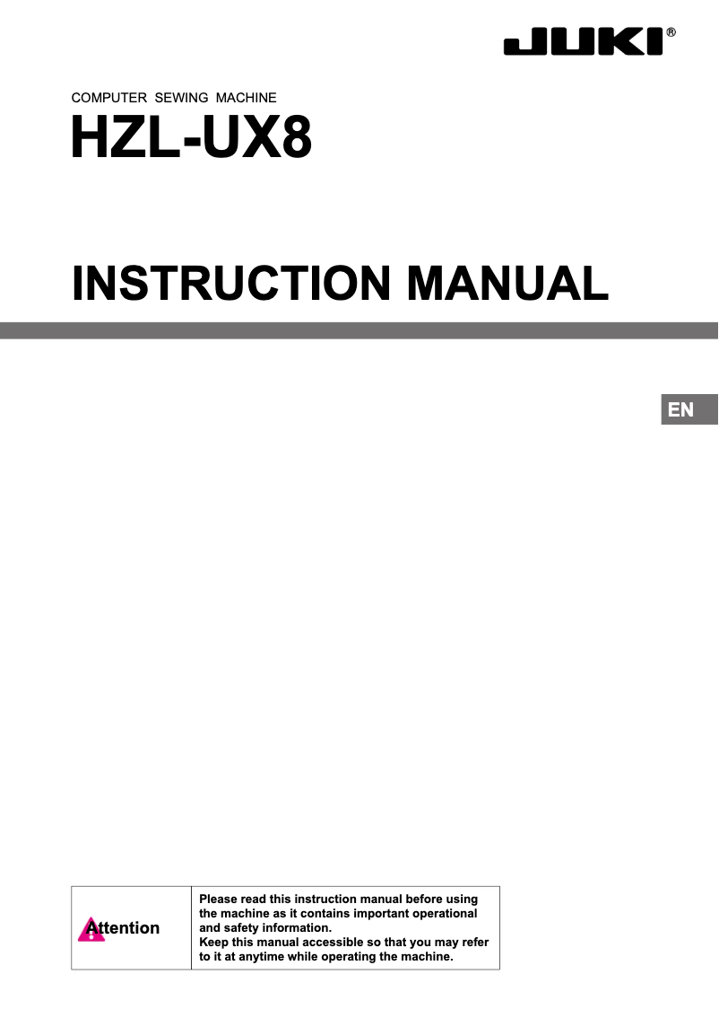 Page 1 de la notice Manuel utilisateur Juki HZL-UX8