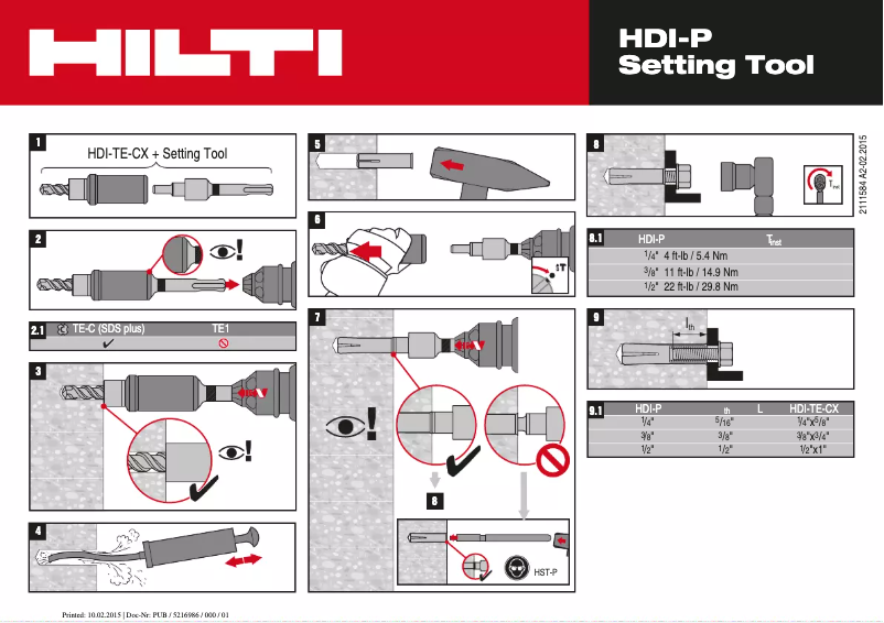 Page n°1 - Instructions / montage Hilti HDI-P
