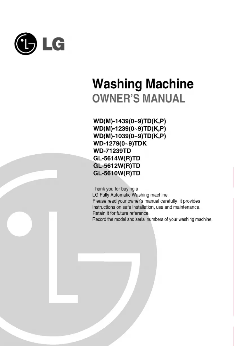 Page n°1 - Manuel utilisateur LG WD-71239TD