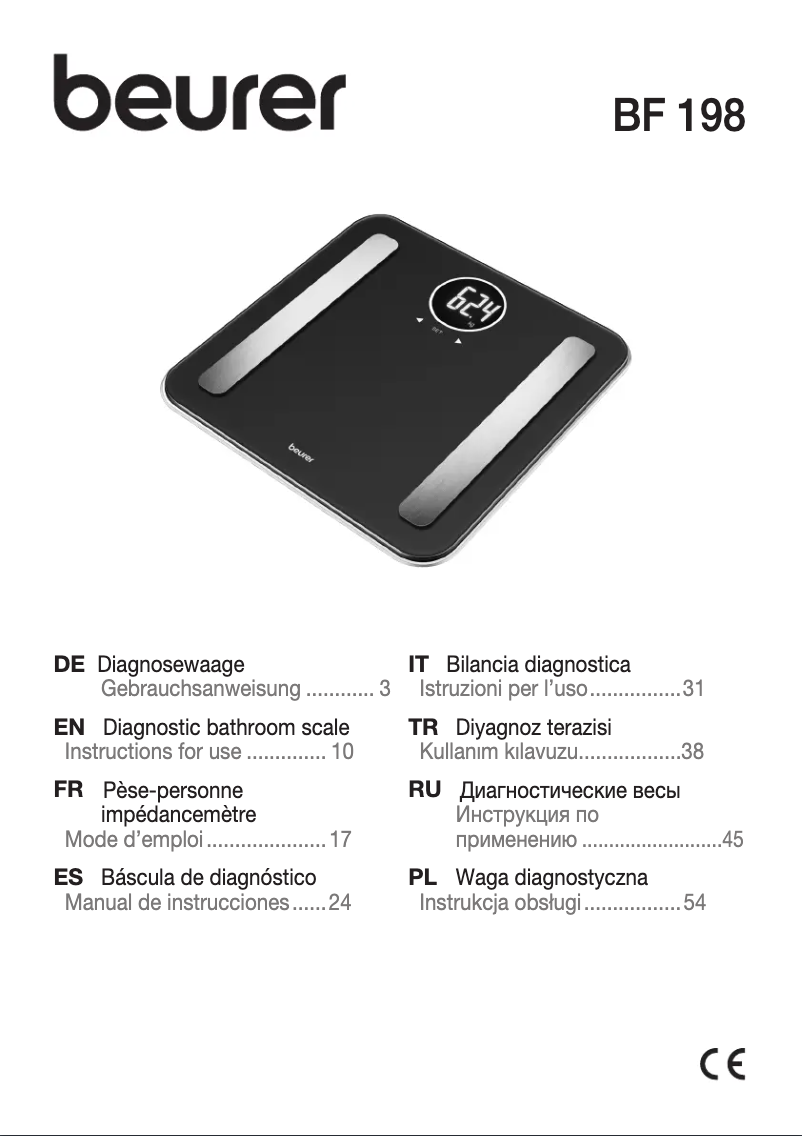 Page 1 de la notice Manuel utilisateur Beurer BF 198
