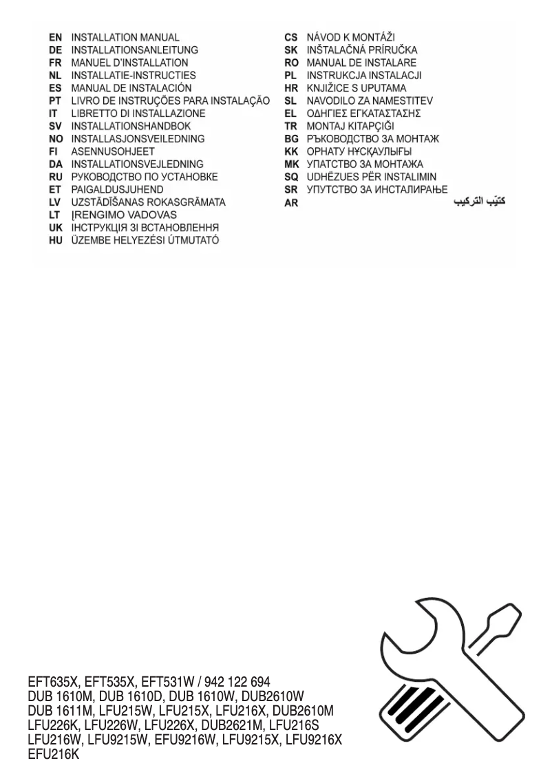 Page 1 de la notice Guide d'installation Electrolux LFU215W