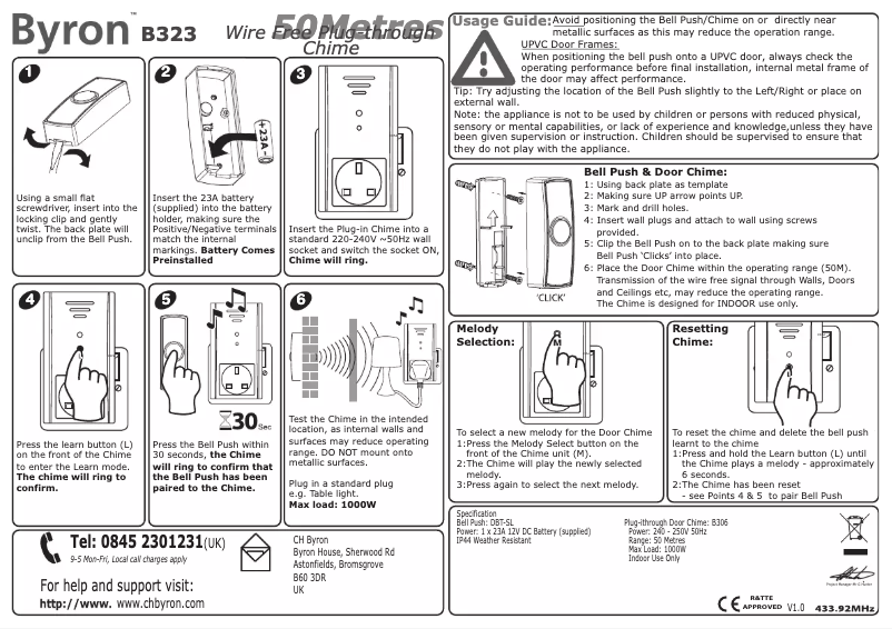 Image de la première page du manuel de l'appareil B323