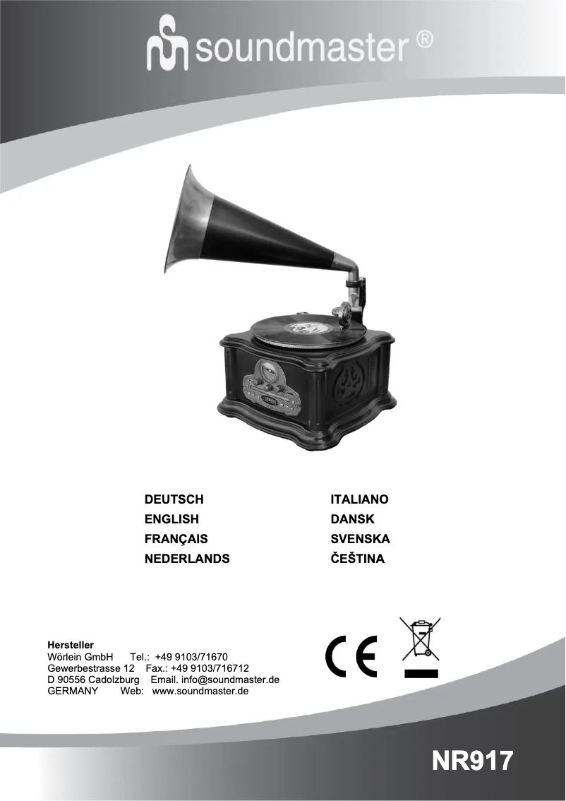 Page 1 de la notice Manuel utilisateur Soundmaster NR917