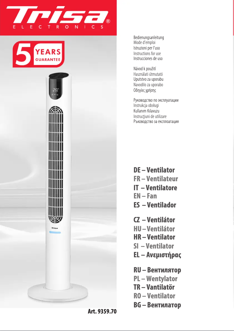 Image de la première page du manuel de l'appareil Comfort Breeze 9359.70