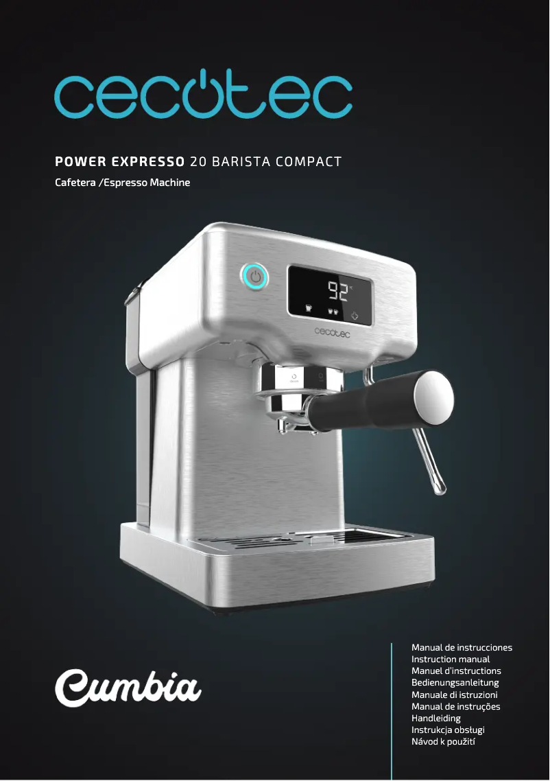 Page 1 de la notice Manuel utilisateur Cecotec Cumbia Power Espresso 20 Barista Compact