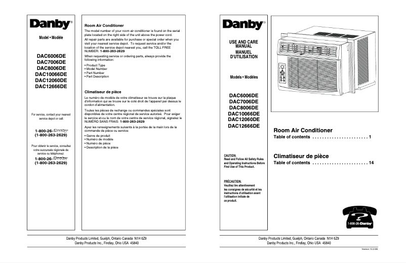 Page 1 de la notice Manuel utilisateur Danby DAC12666DE