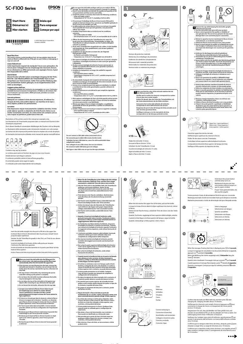 Page 1 de la notice Guide d'installation Epson SC-F100