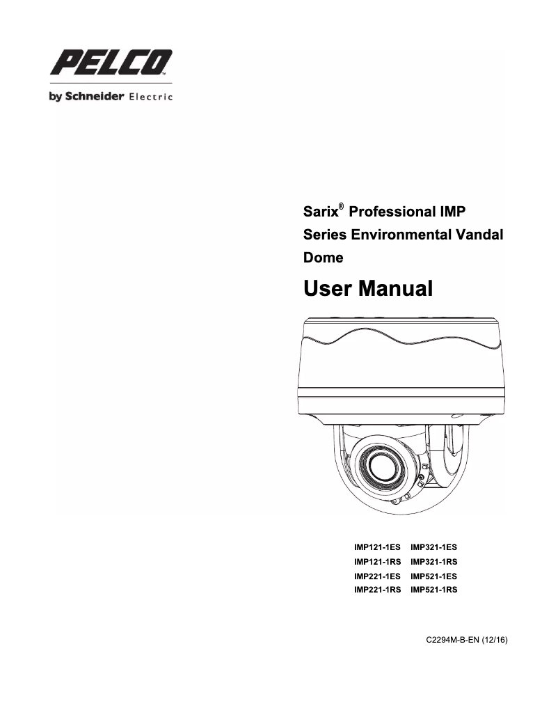 Page n°1 - Manuel utilisateur Pelco Sarix Professional IMP321-1RS