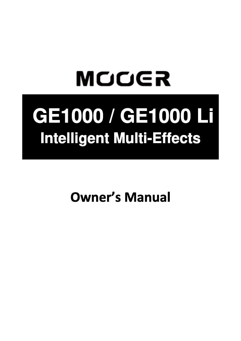 Page 1 de la notice Manuel utilisateur Mooer GE100
