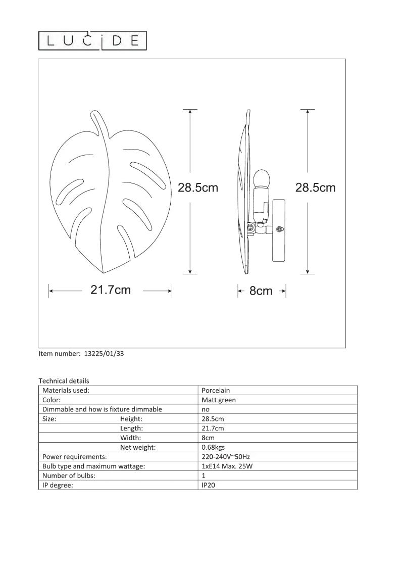 Page n°1 - Manuel utilisateur Lucide Liev 13225/01/33