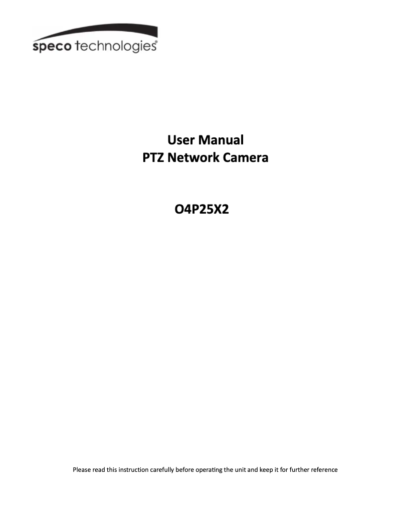 Page n°1 - Manuel utilisateur Speco Technologies O4P25X2