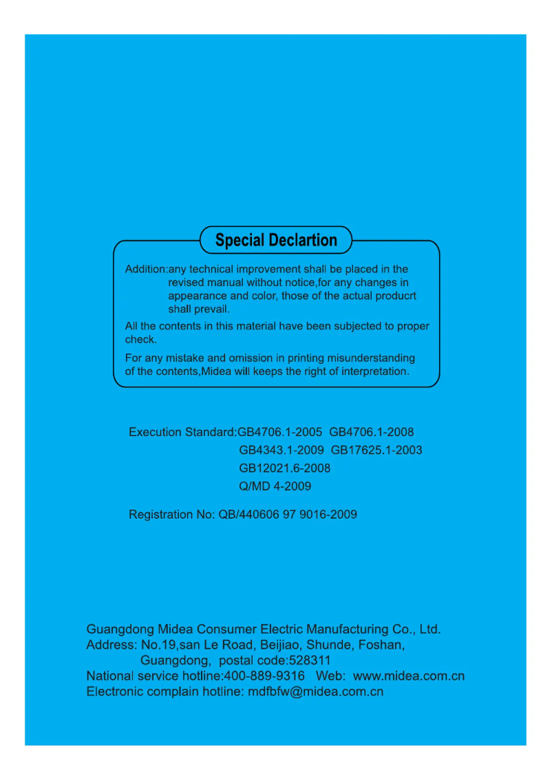 Page n°1 - Manuel utilisateur Midea MB-FS50H