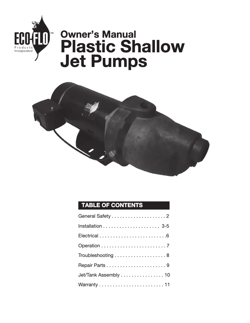 Página 1 del manual Manual de usuario Eco-Flo Plastic Shallow Jet Pump