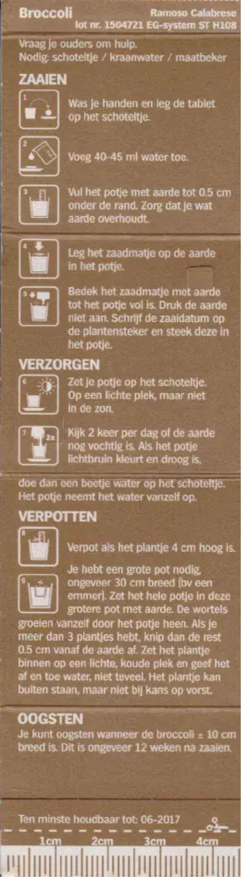 Page 1 de la notice Manuel utilisateur Albert Heijn Moestuintje Broccoli