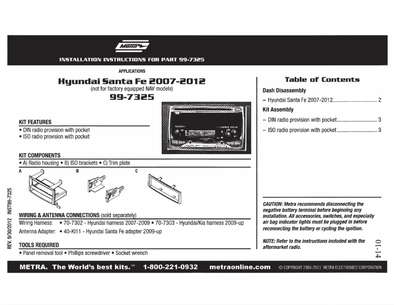 Page n°1 - Mode d'emploi Metra 99-7325S