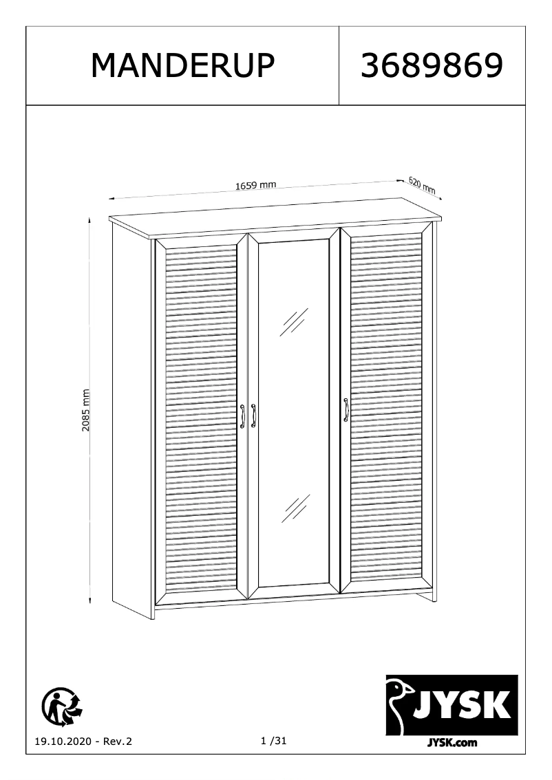 Página 1 del manual Manual de usuario JYSK MANDERUP 166x210