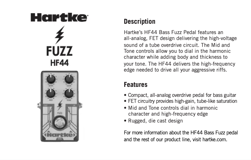 Image de la première page du manuel de l'appareil Fuzz HF44