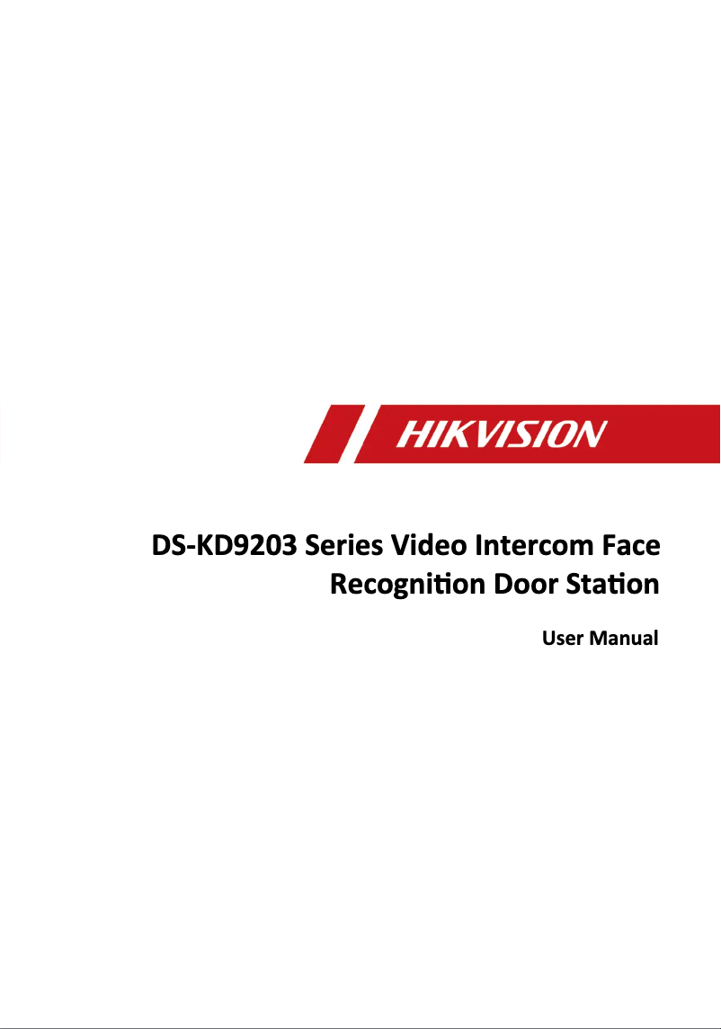 Page n°1 - Manuel utilisateur Hikvision DS-KD9203-MFTE6
