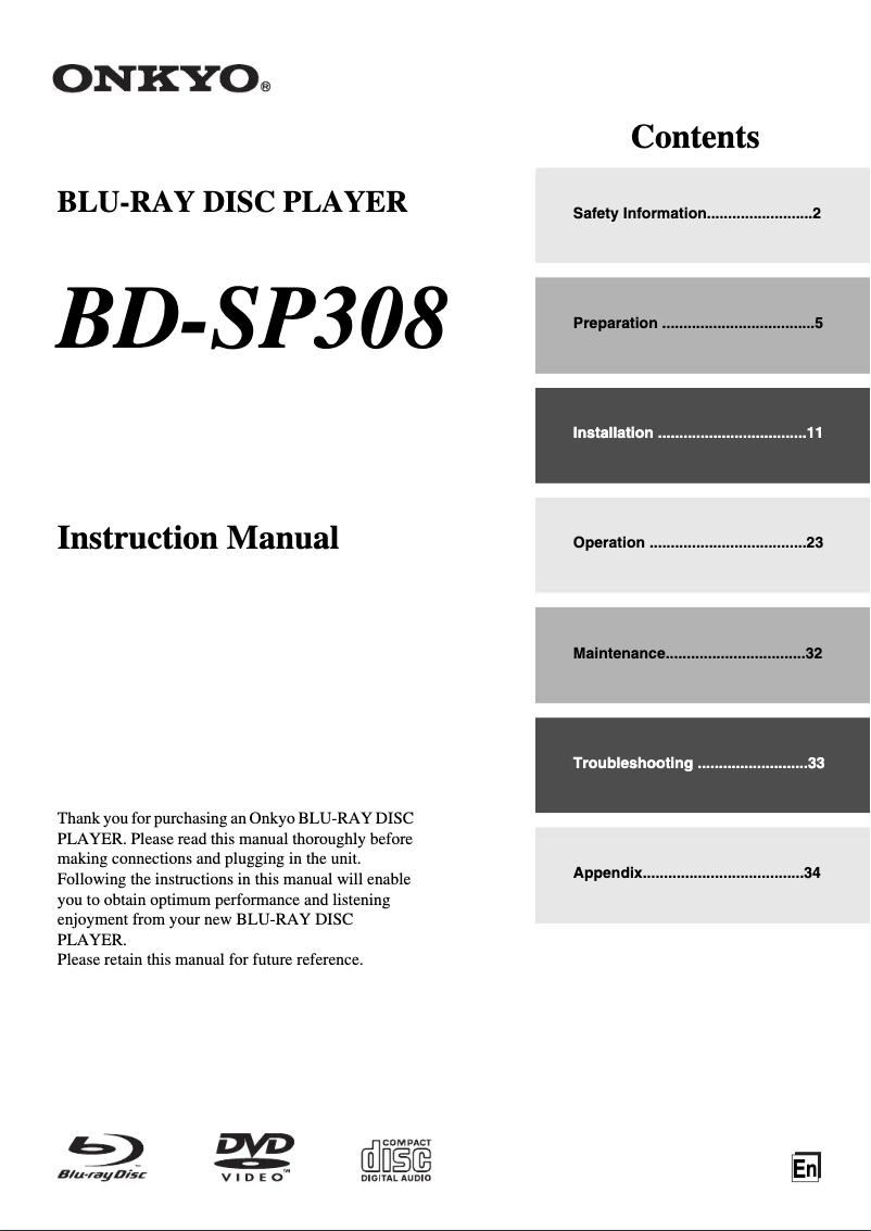 Page n°1 - Manuel utilisateur Onkyo HT-BD6315 B