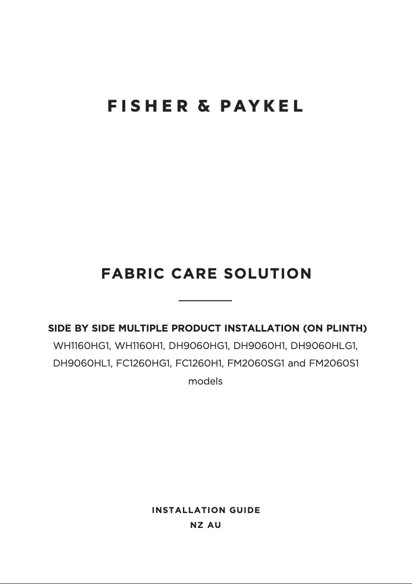 Page 1 de la notice Guide d'installation Fisher & Paykel DH9060HLG1