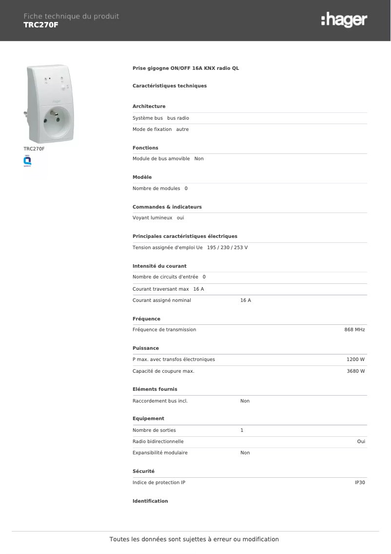 Image de la première page du manuel de l'appareil TRC270F