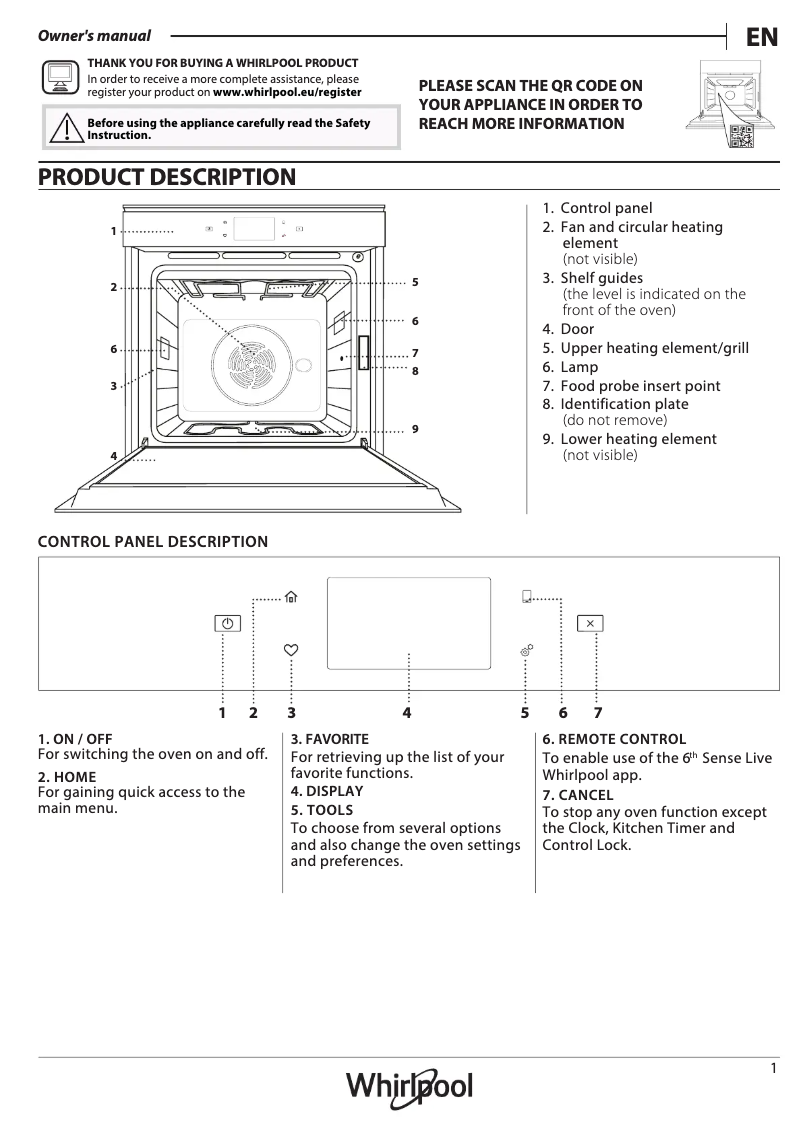 Page n°1 - Manuel utilisateur Whirlpool W11I OM1 4MS2 H